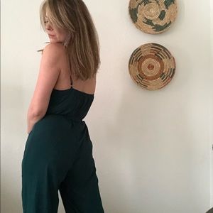 *SOLD* Dark green jumpsuit small v neck sleeveless
